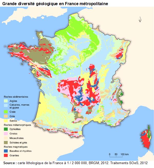 Carte : grande diversité géologique en France métropolitaine