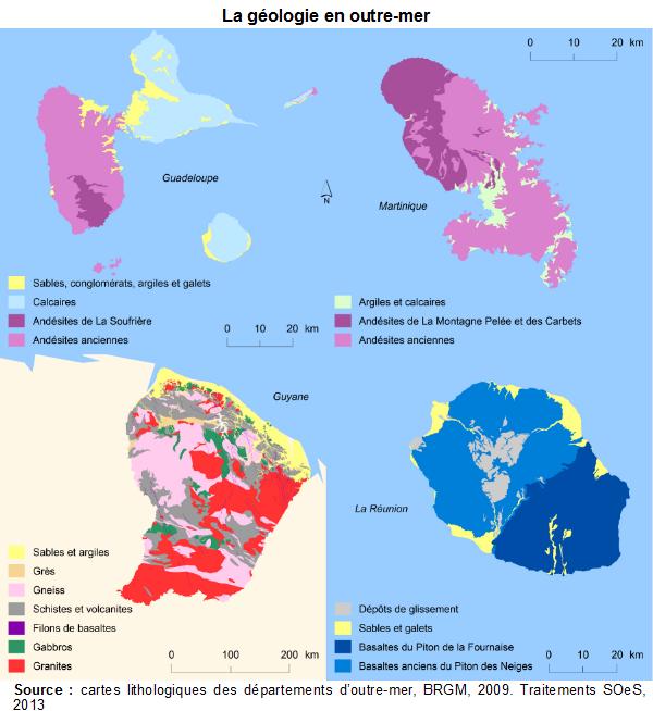 Carte : la géologie en outre-mer