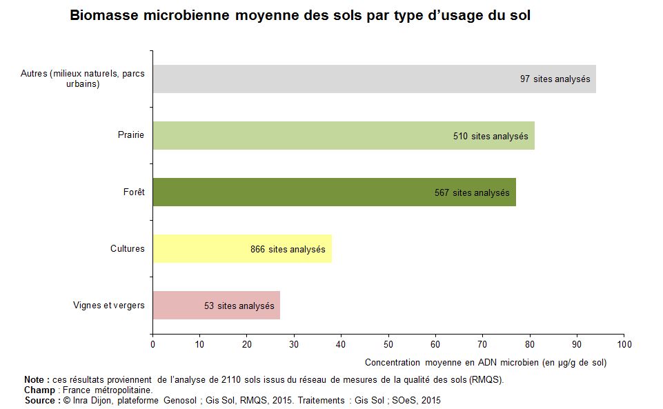 Graph : Biomasse microbienne des sols par type d'usage du sol